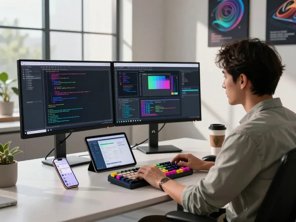 Dynamic development workspace showcasing spicy AI coding and design processes
