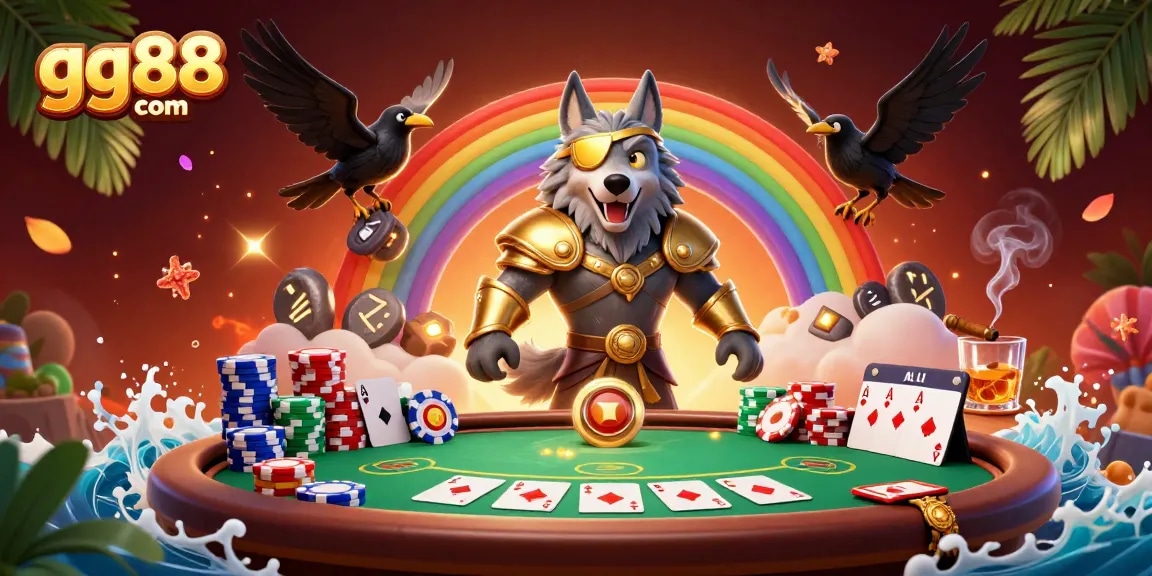 Experience thrilling gaming at gg88com with Norse-inspired characters and vibrant casino elements.