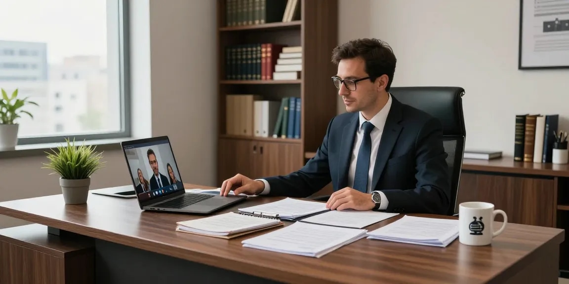 Law Firm Turkey attorney engaging with clients in a modern office setting.