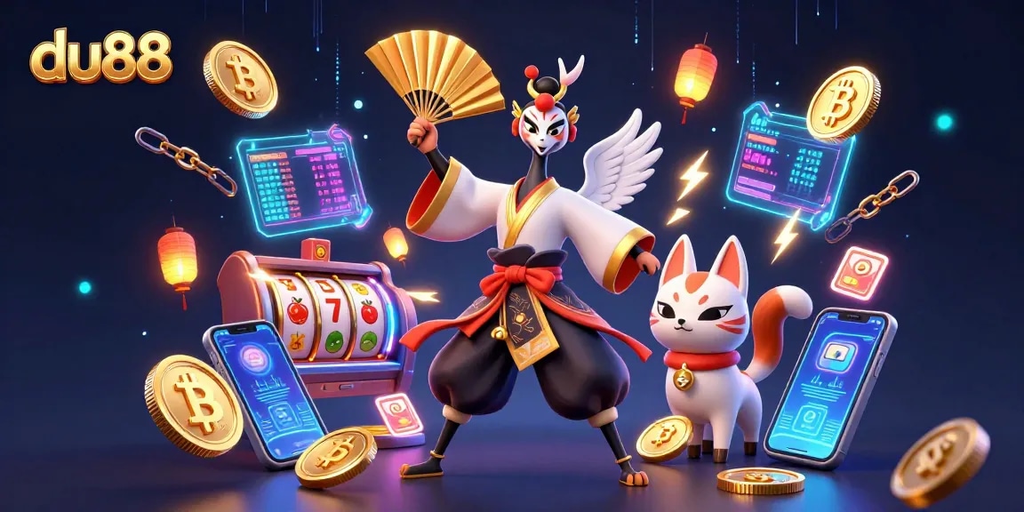 Join the du88 adventure featuring an exciting casino scene and vibrant crypto elements