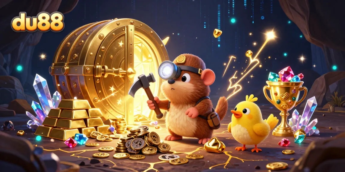 Experience exciting wins at du88, with a vibrant treasure scene filled with gems and riches.