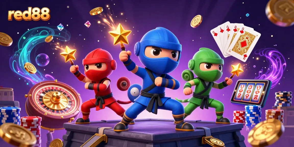 Experience thrills at red88 with chameleon ninjas and dazzling casino elements.