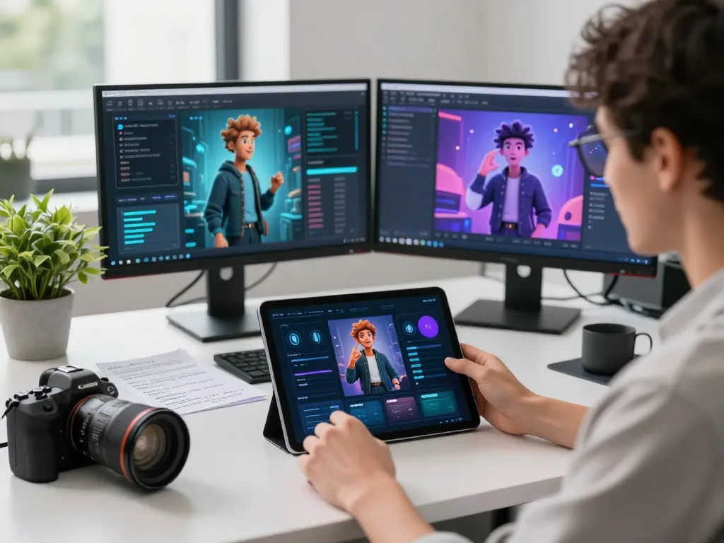 Experience crushon interactions with AI characters in a modern office setting.
