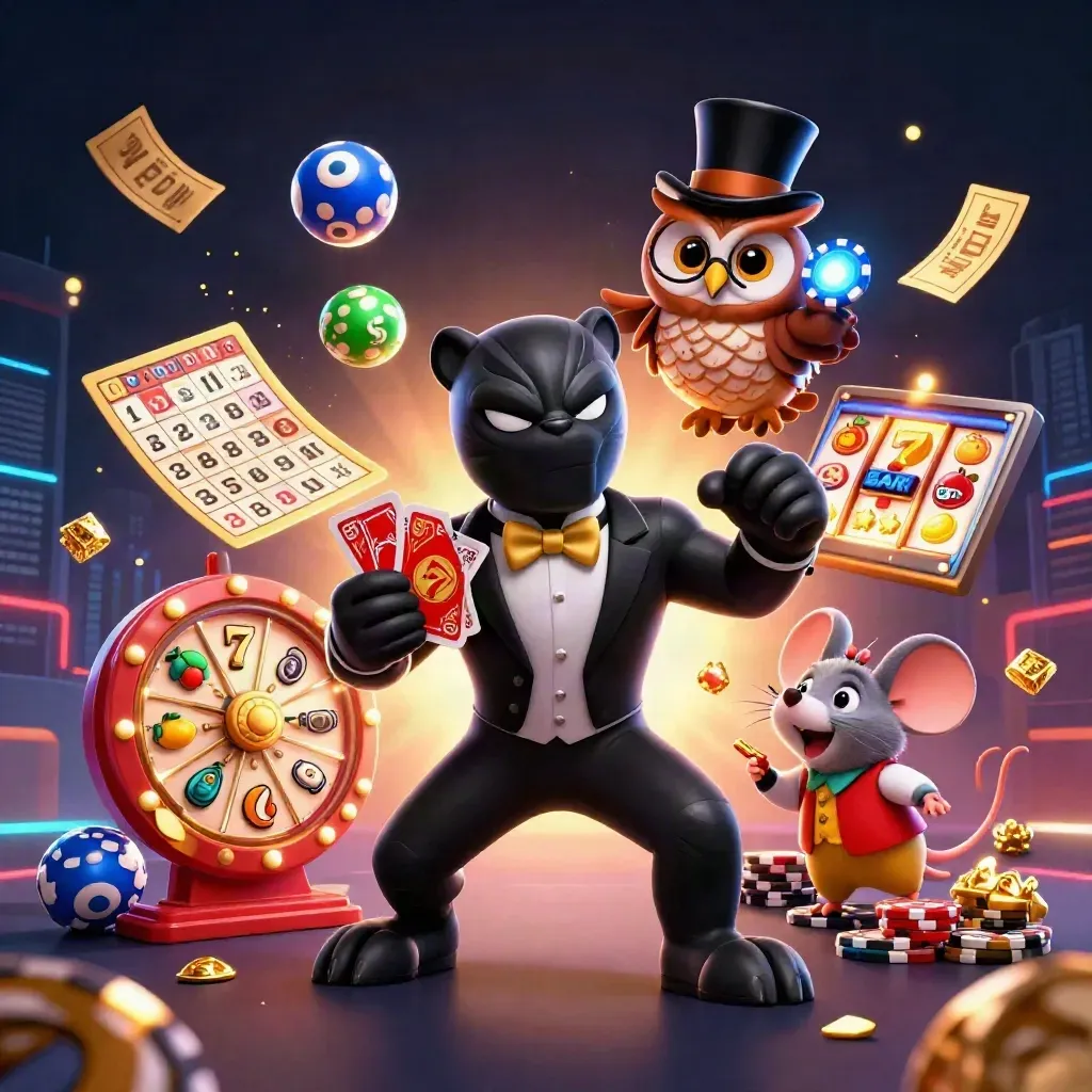 Tuxedo panter, baykuş ve fare; çarklar, kartlar ve altın parçalar patlıyor.