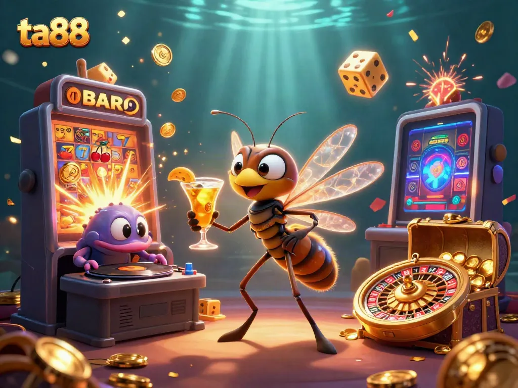 Experience the excitement of ta88 with energetic casino-themed elements in a vibrant 3D illustration.