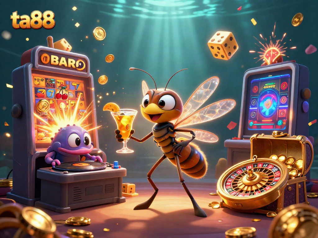 Experience the excitement of ta88 with energetic casino-themed elements in a vibrant 3D illustration.