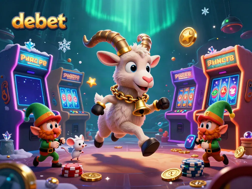Engage in a festive online gaming experience with Debet at this lively casino scene.