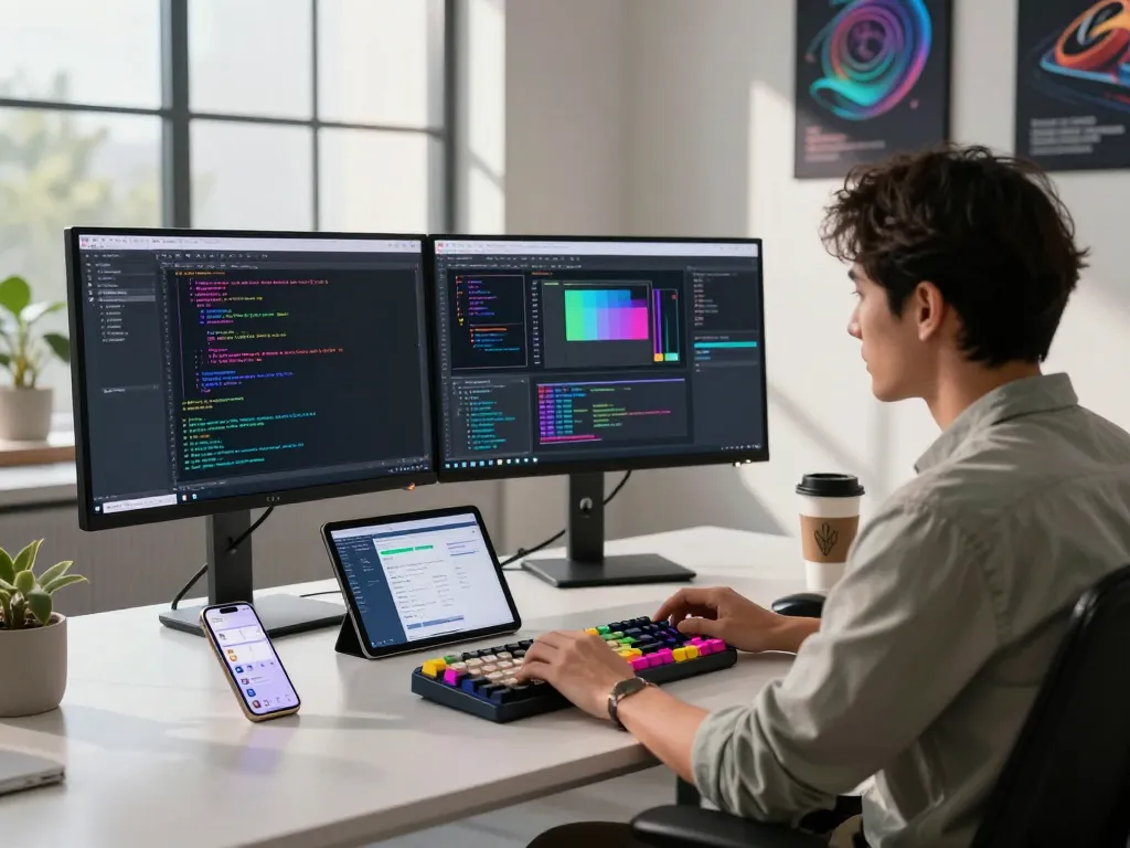 Dynamic development workspace showcasing spicy AI coding and design processes