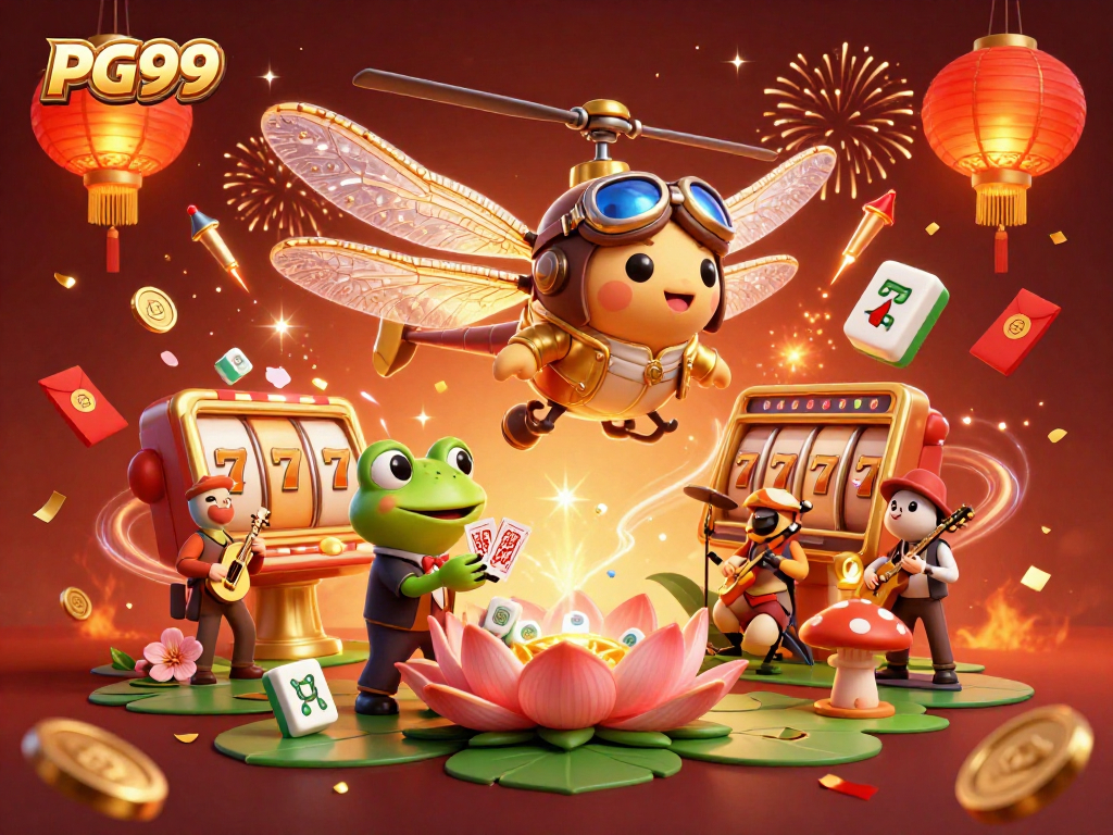 Experience PG99 with vibrant 3D casino art showcasing dynamic characters and gaming elements.