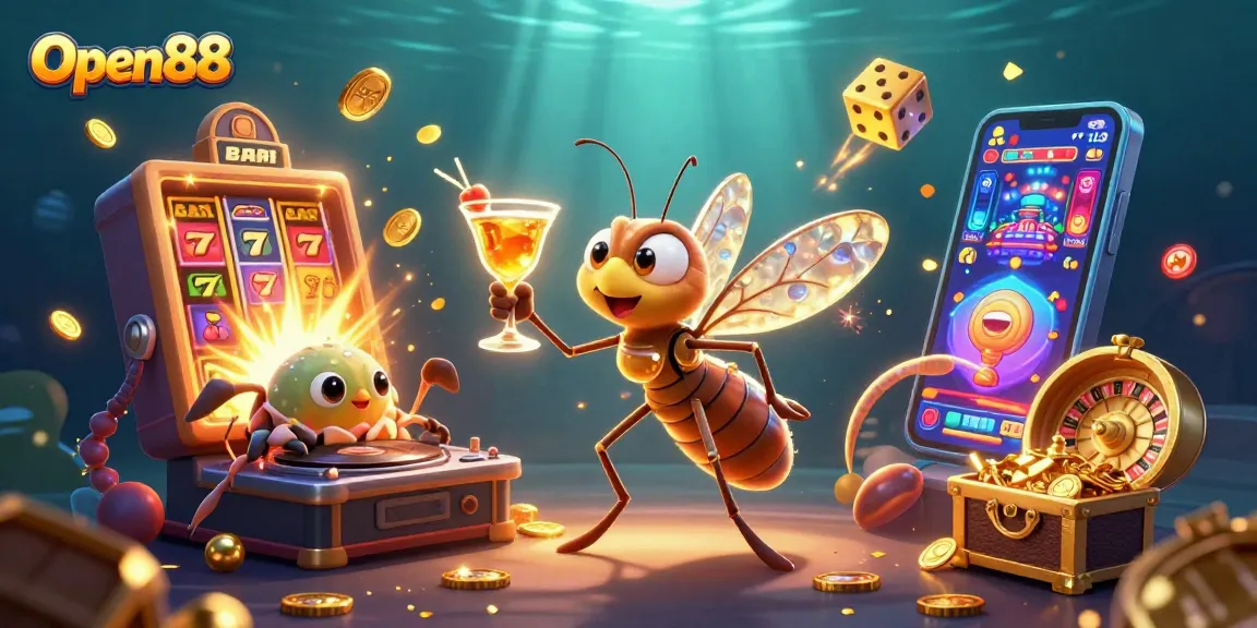 Experience the vibrant gaming world of Open88 with exciting casino elements and characters!