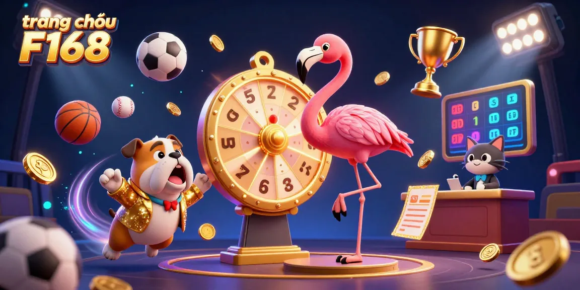 Spin the giant prize wheel at trang chủ F168 while winning massive rewards in a vibrant 3D casino scene.