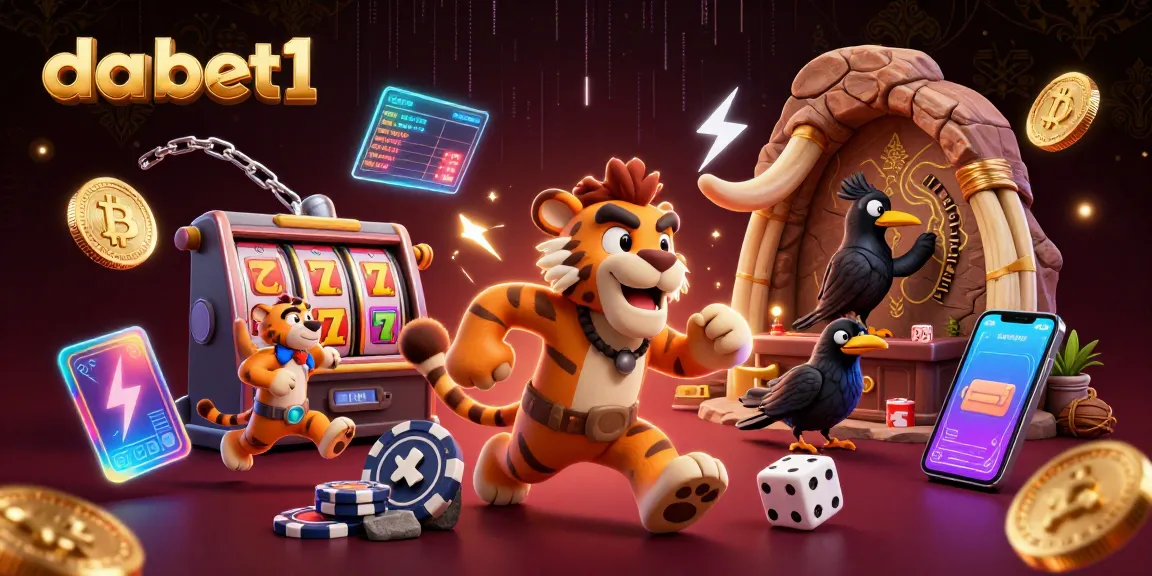 Experience the thrill of dabet1 with a dynamic prehistoric casino scene featuring unique game elements.
