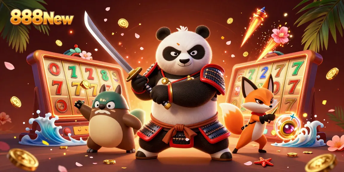 Experience the excitement of 888New with vibrant slot action featuring animated characters and dazzling game elements.