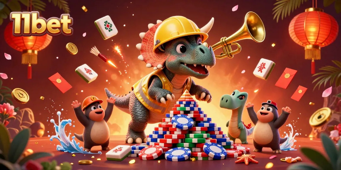 Experience thrilling gameplay at 11bet with a festive 3D casino-themed celebration.